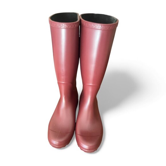 UGG Women’s Shelby Bordeaux Matte Waterproof Rain Boots Size 7 - Picture 1 of 8